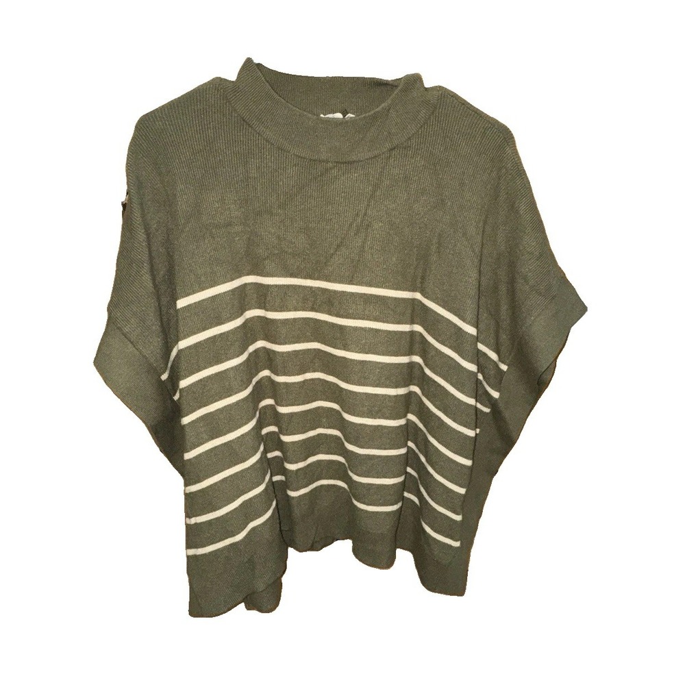 Entro The Amanda Top Boxy Sweater Shirt Green Stripe Sz Small Oversized Boho